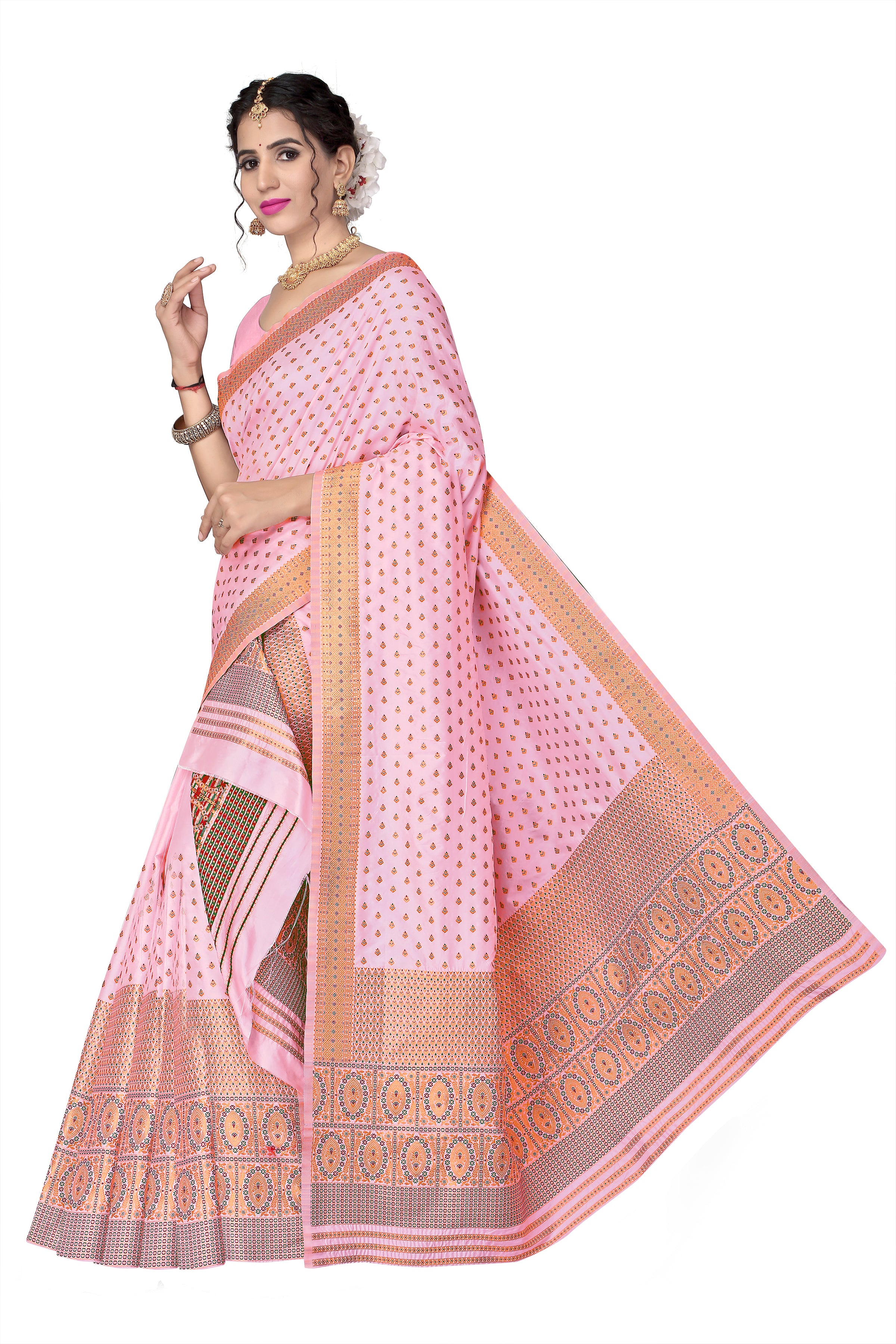 FIX PAARI MIXPAT MEKHELA CHADOR ( LIGHT PINK COLOUR )