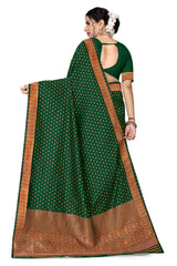 FIX PAARI MIXPAT MEKHELA CHADOR ( BOTTLE GREEN COLOUR )