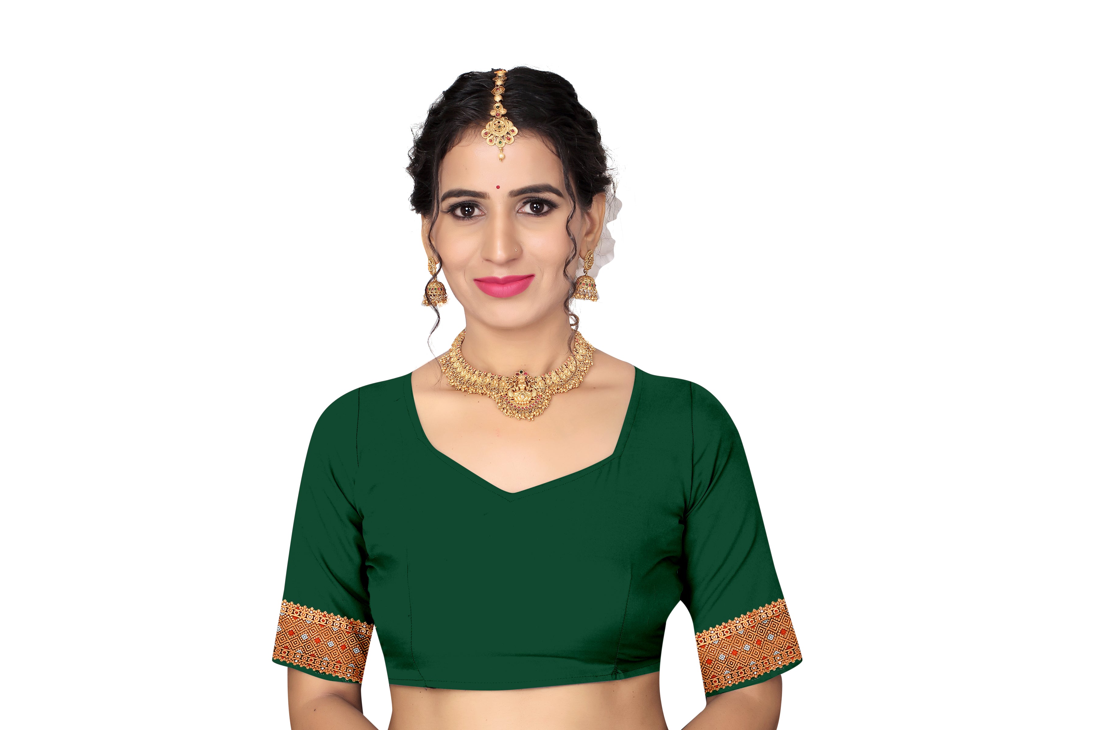 FIX PAARI MIXPAT MEKHELA CHADOR ( BOTTLE GREEN COLOUR )