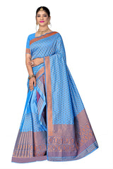 FIX PAARI MIXPAT MEKHELA CHADOR ( BLUE COLOUR )