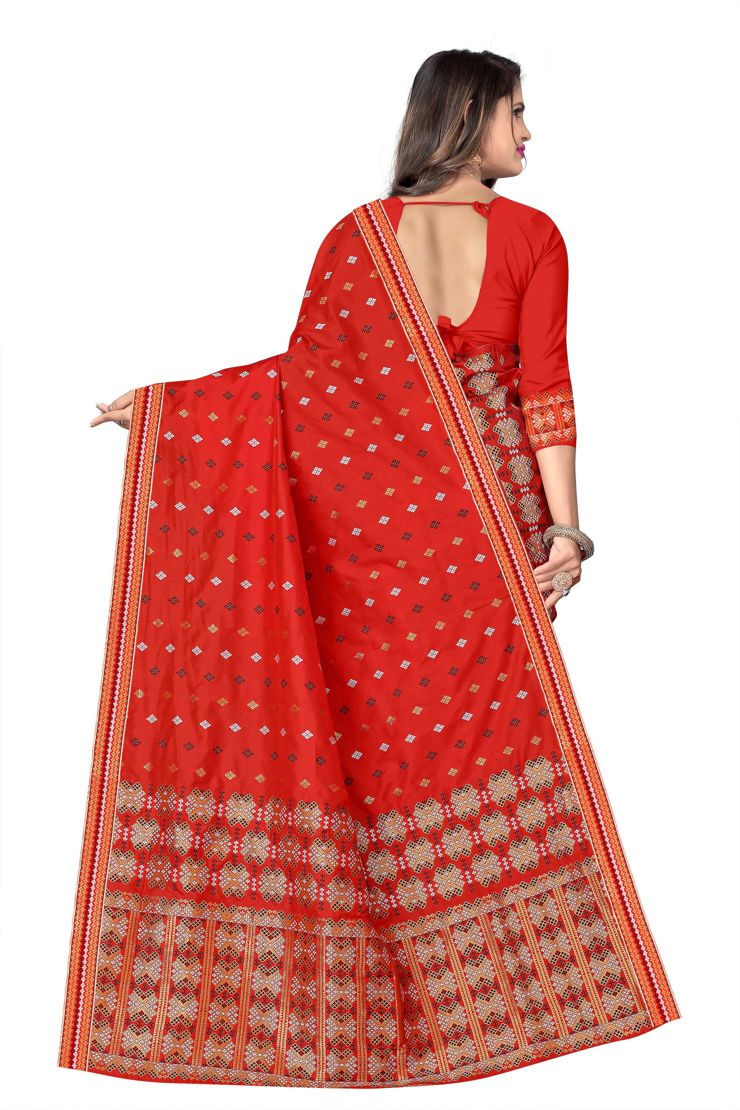 MIXPAT MEKHELA CHADOR ( RED COLOUR )