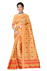 RAW ART SILK MEKHELA CHADOR ( CHIKU COLOUR )