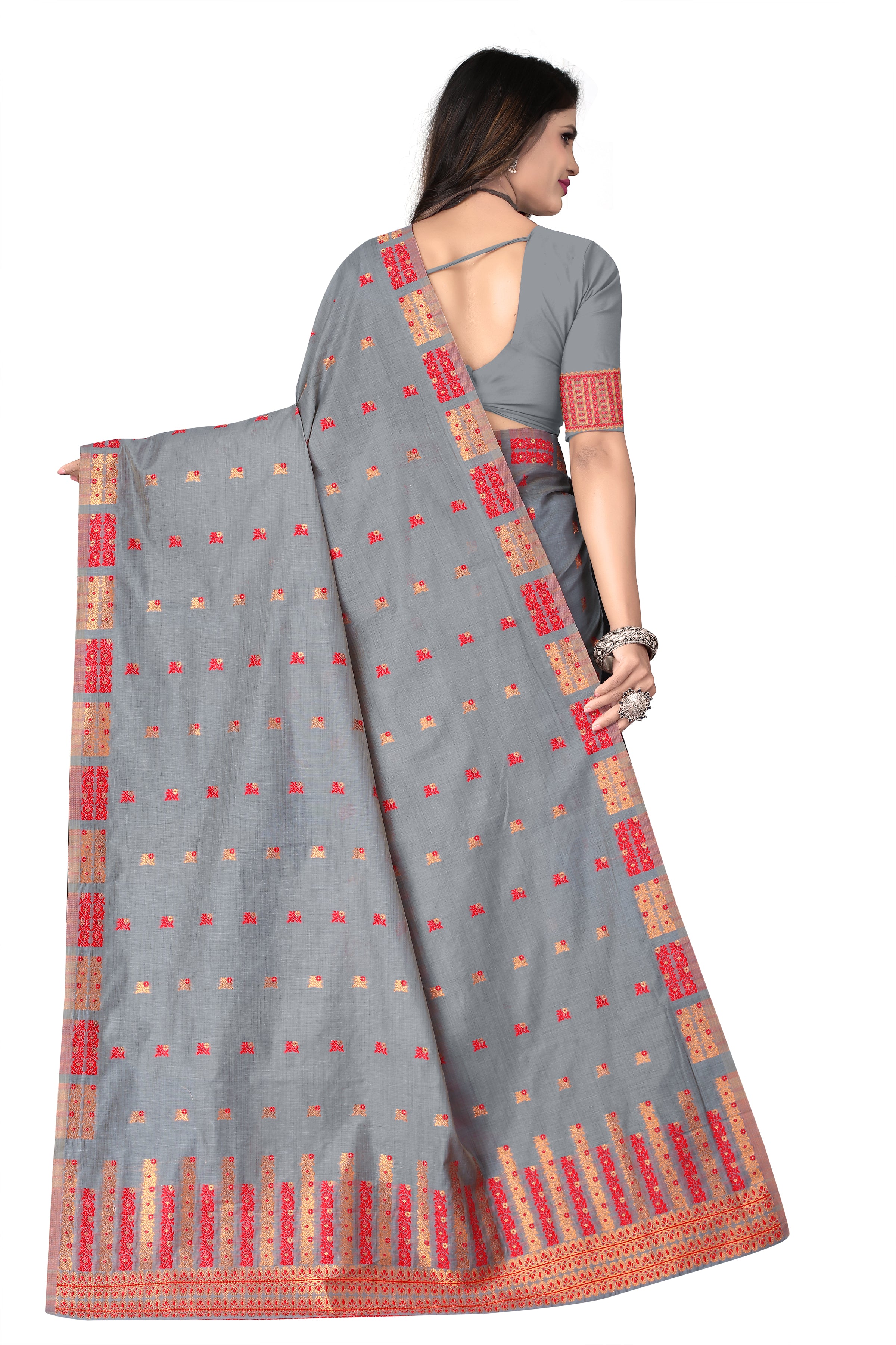 FIX PAARI DRY ART TOSS MEKHELA CHADOR ( GREY COLOUR )