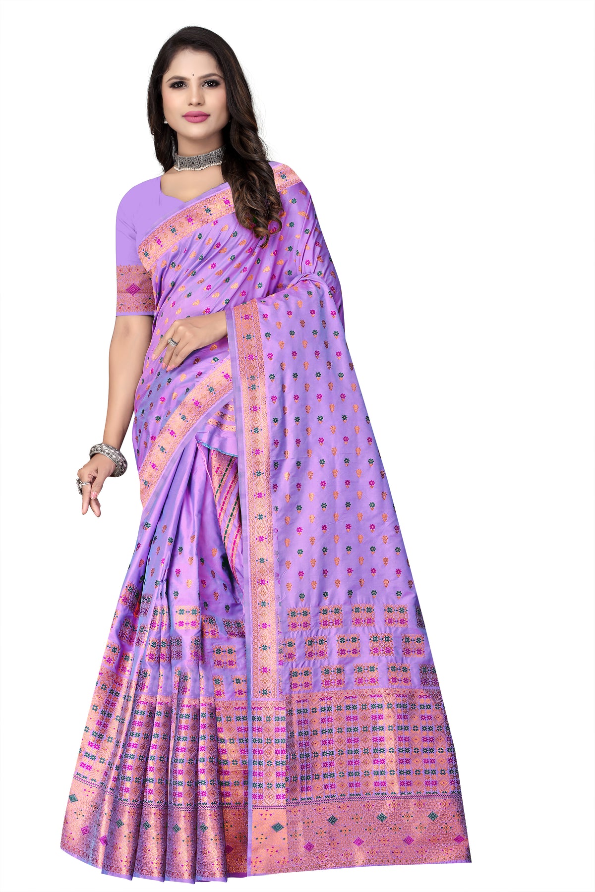 FIX PAARI MIXPAT MEKHELA CHADOR ( LAVENDER COLOUR )