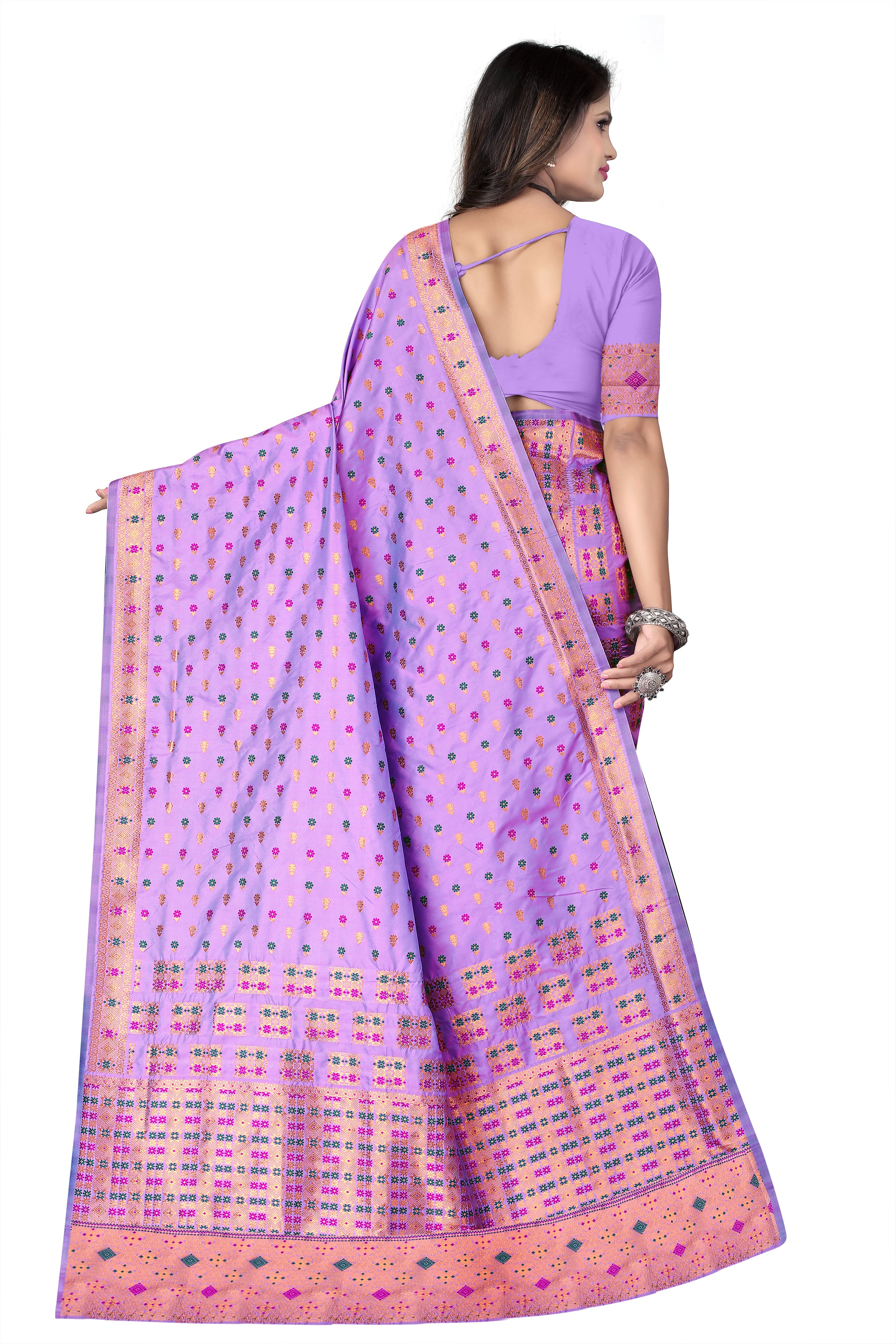 FIX PAARI MIXPAT MEKHELA CHADOR ( LAVENDER COLOUR )