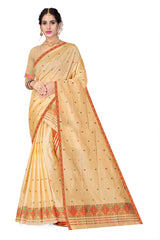 RAW ART SILK MEKHELA CHADOR ( CHIKU COLOUR )