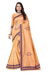 FIX PAARI RAW ART SILK MEKHELA CHADOR ( PEACH COLOUR )