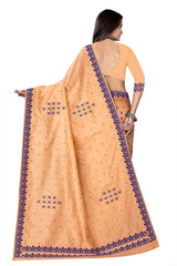 FIX PAARI RAW ART SILK MEKHELA CHADOR ( PEACH COLOUR )