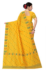 FIX PAARI RAW ART SILK MEKHELA CHADOR ( YELLOW COLOUR )