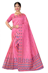 FIX PAARI RAW ART SILK MEKHELA CHADOR ( PINK COLOUR )