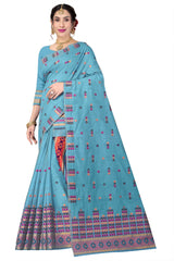 FIX PAARI DRY ART TOSS MEKHELA CHADOR ( FIROZI COLOUR )