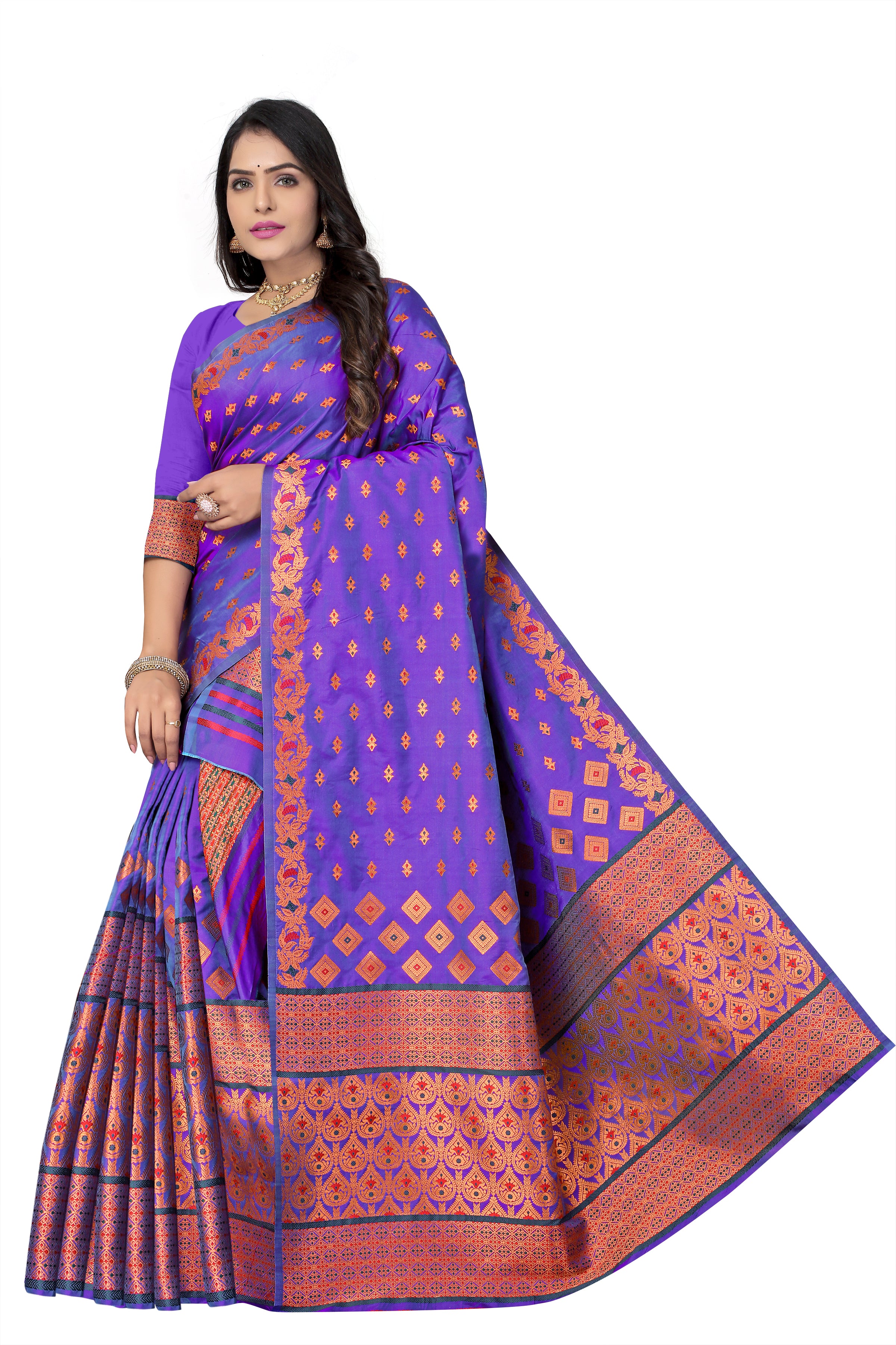 FIX PAARI MIXPAT MEKHELA CHADOR ( PURPLE COLOUR )