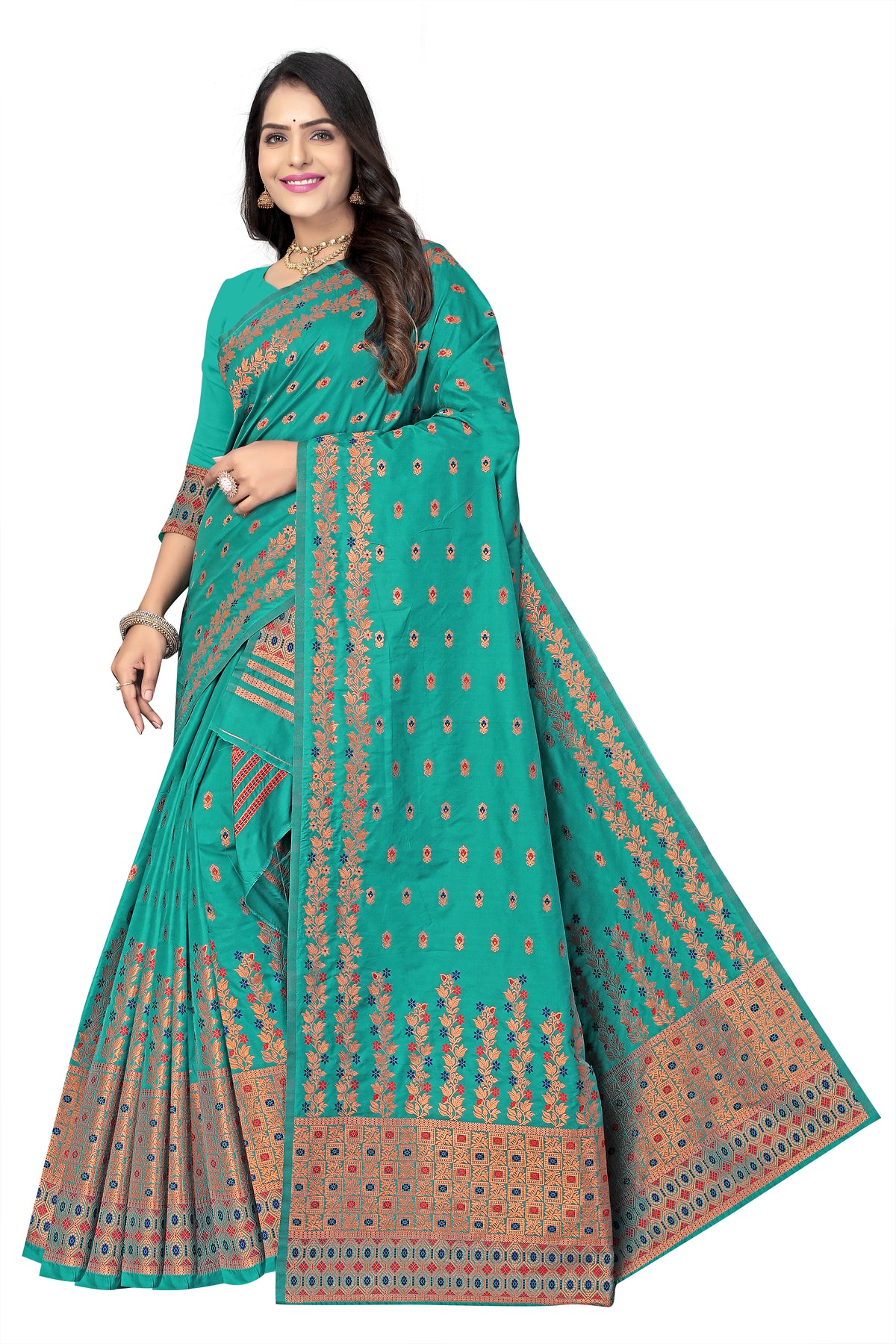 FIX PAARI MIXPAT MEKHELA CHADOR ( RAMA COLOUR )