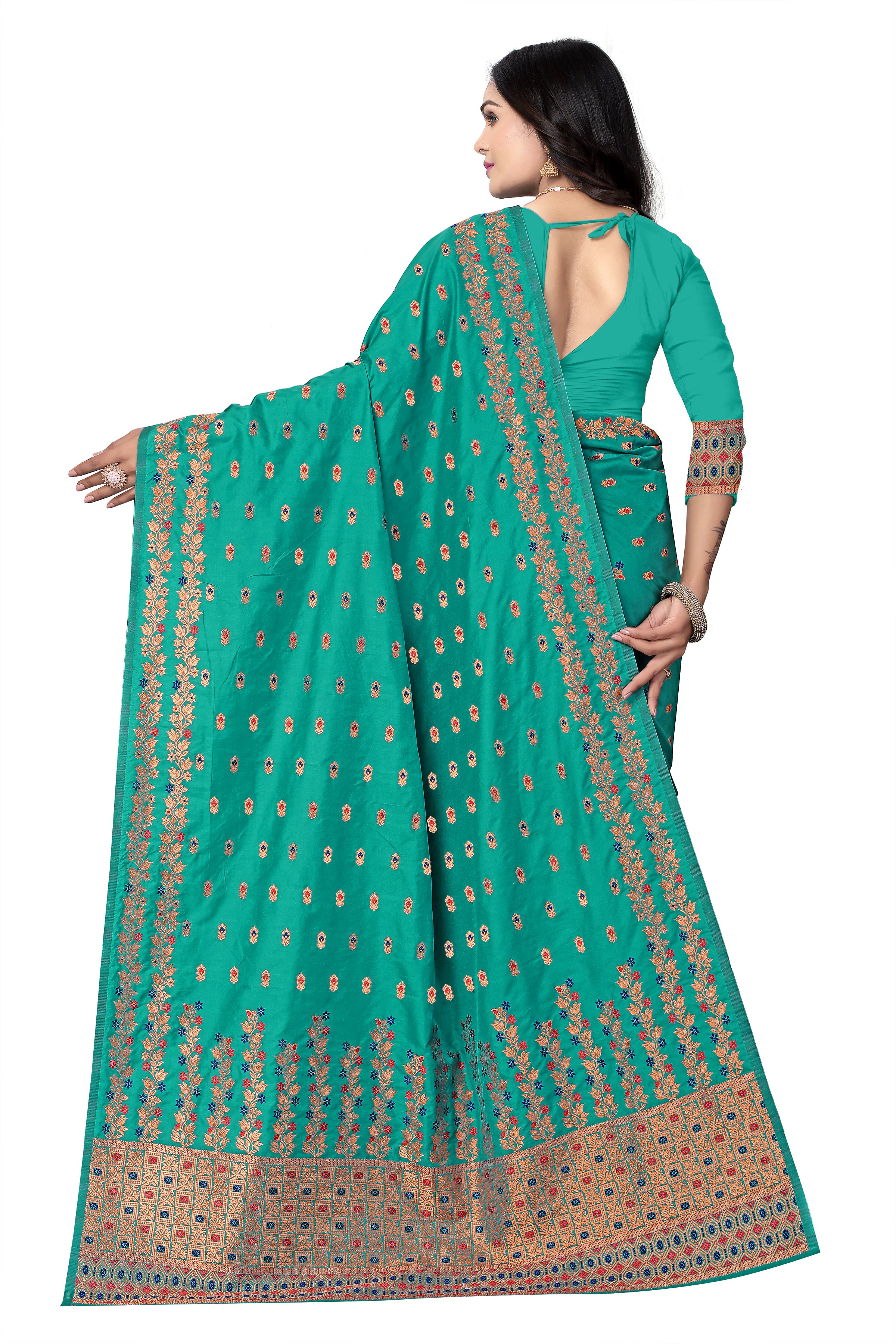 FIX PAARI MIXPAT MEKHELA CHADOR ( RAMA COLOUR )