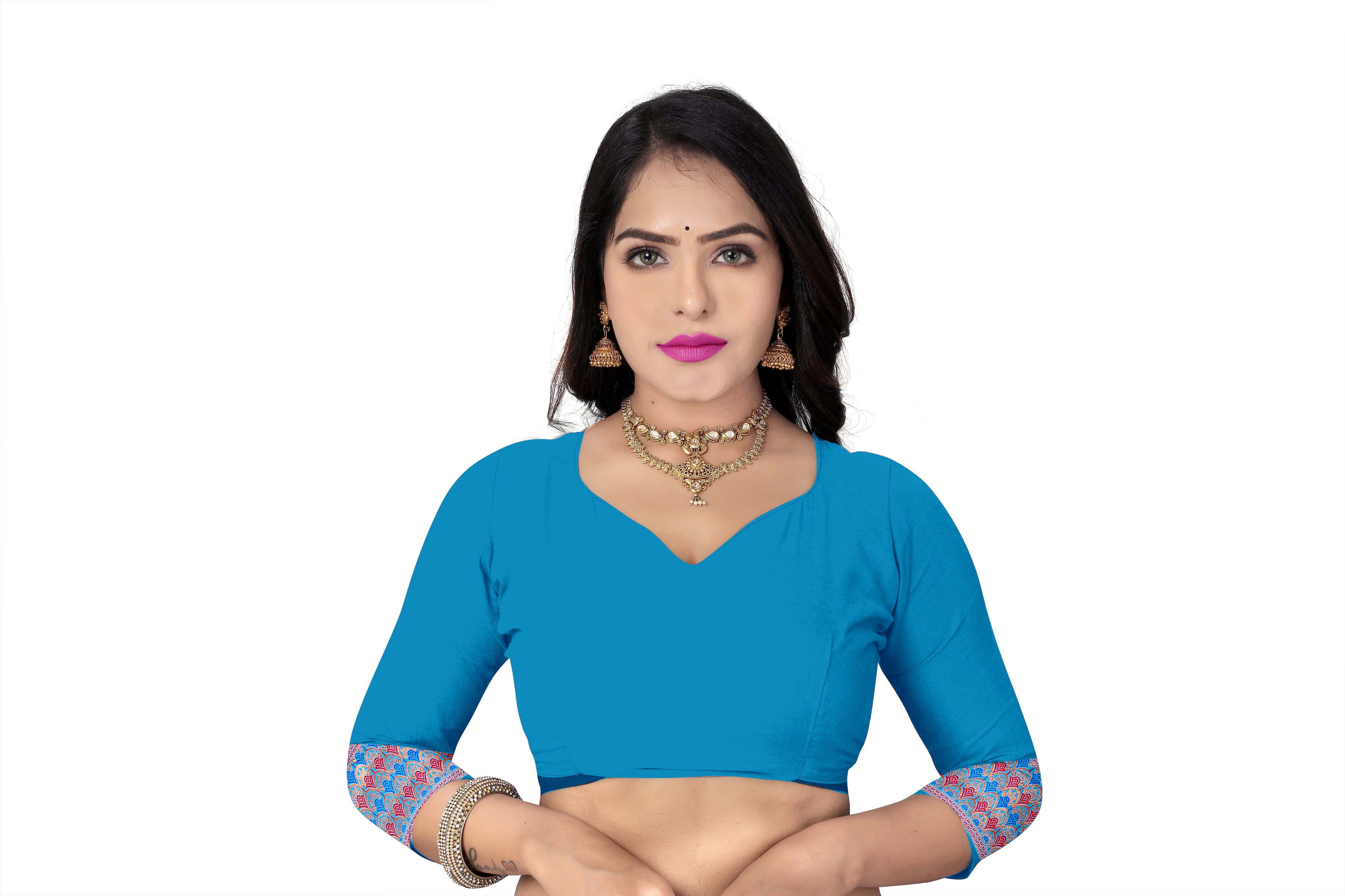 FIX PAARI MIXPAT MEKHELA CHADOR ( BLUE COLOUR )