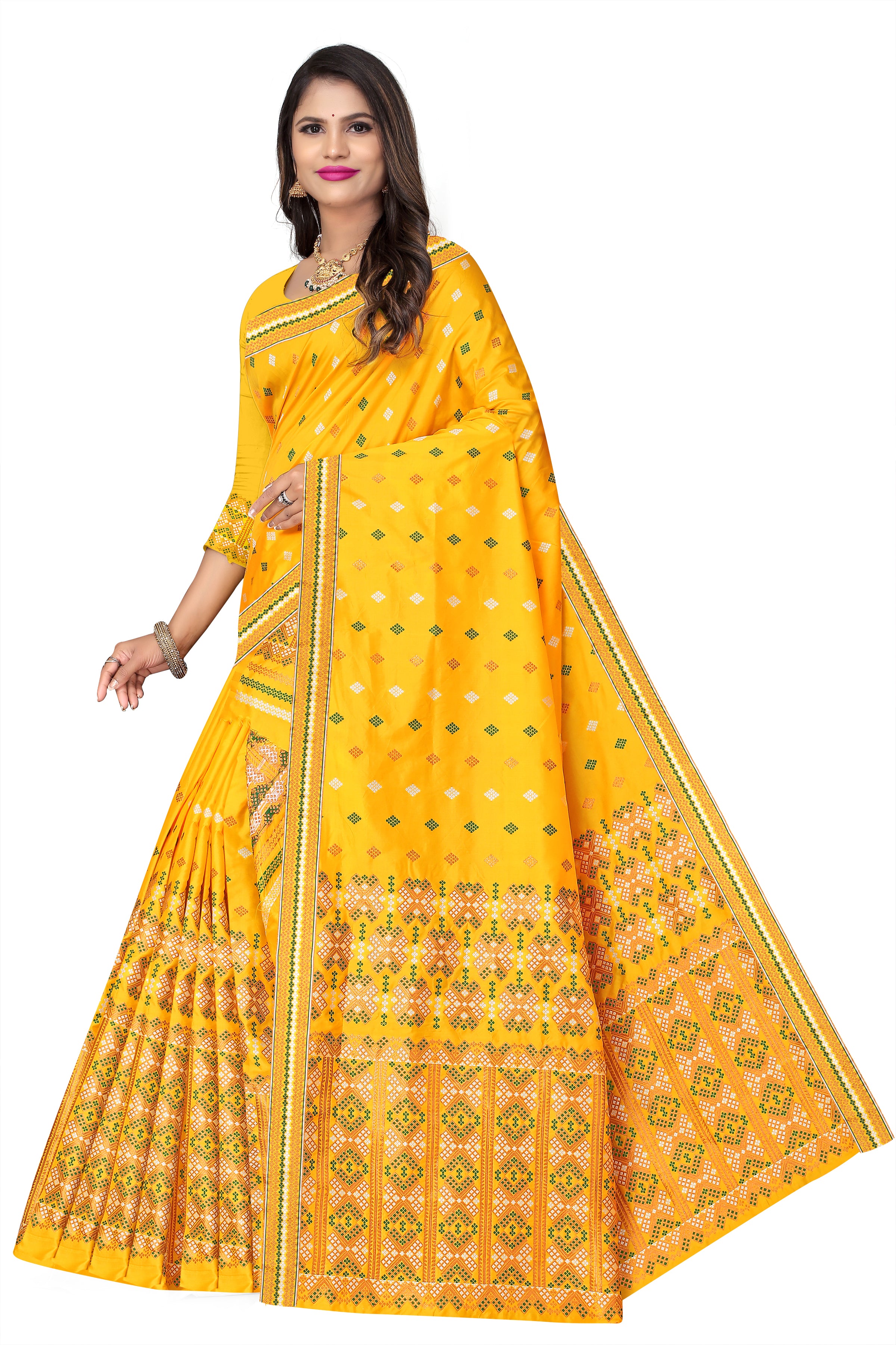 MIXPAT MEKHELA CHADOR ( BRIGHT YELLOW )