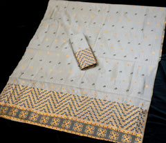 RAW ART SILK MEKHELA CHADOR ( GREY COLOUR )