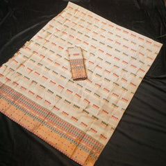 RAW ART SILK MEKHELA CHADOR ( CREAM )