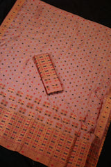 FIX PAARI MIXPAT MEKHELA CHADOR ( PEACH COLOUR )