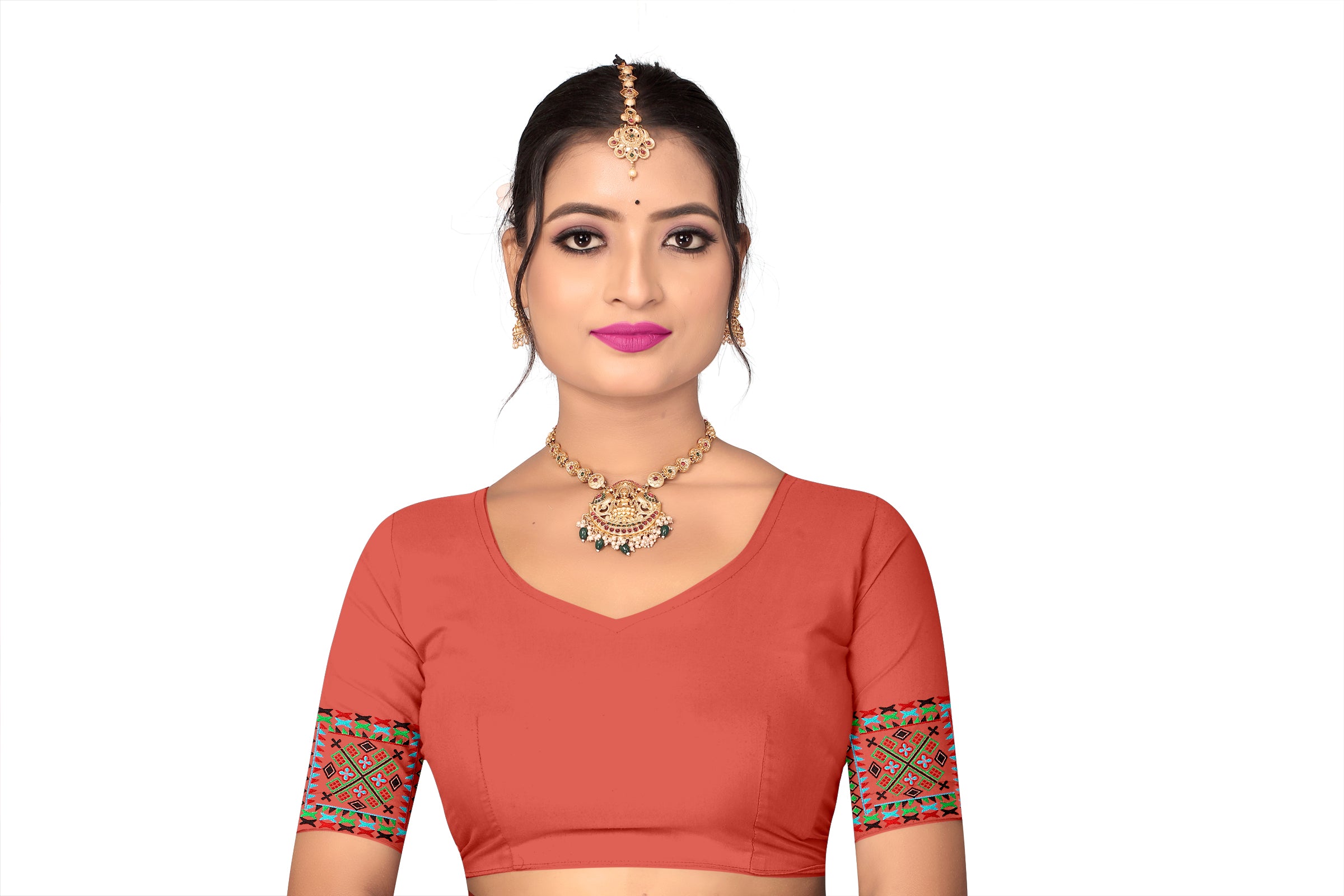 RAW ART SILK MEKHELA CHADOR ( BRICK RED COLOUR  )